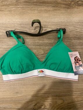 Fruit of the Loom Emerald Green Wireless Bralette with White Elastic Band